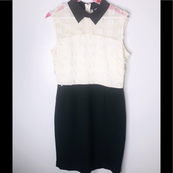 Karl Lagerfeld Paris Black White Floral Dress - Picture 2 of 5